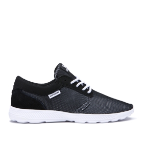 Supra Mens HAMMER RUN Low Top Shoes Black Emboss/white | US-21522